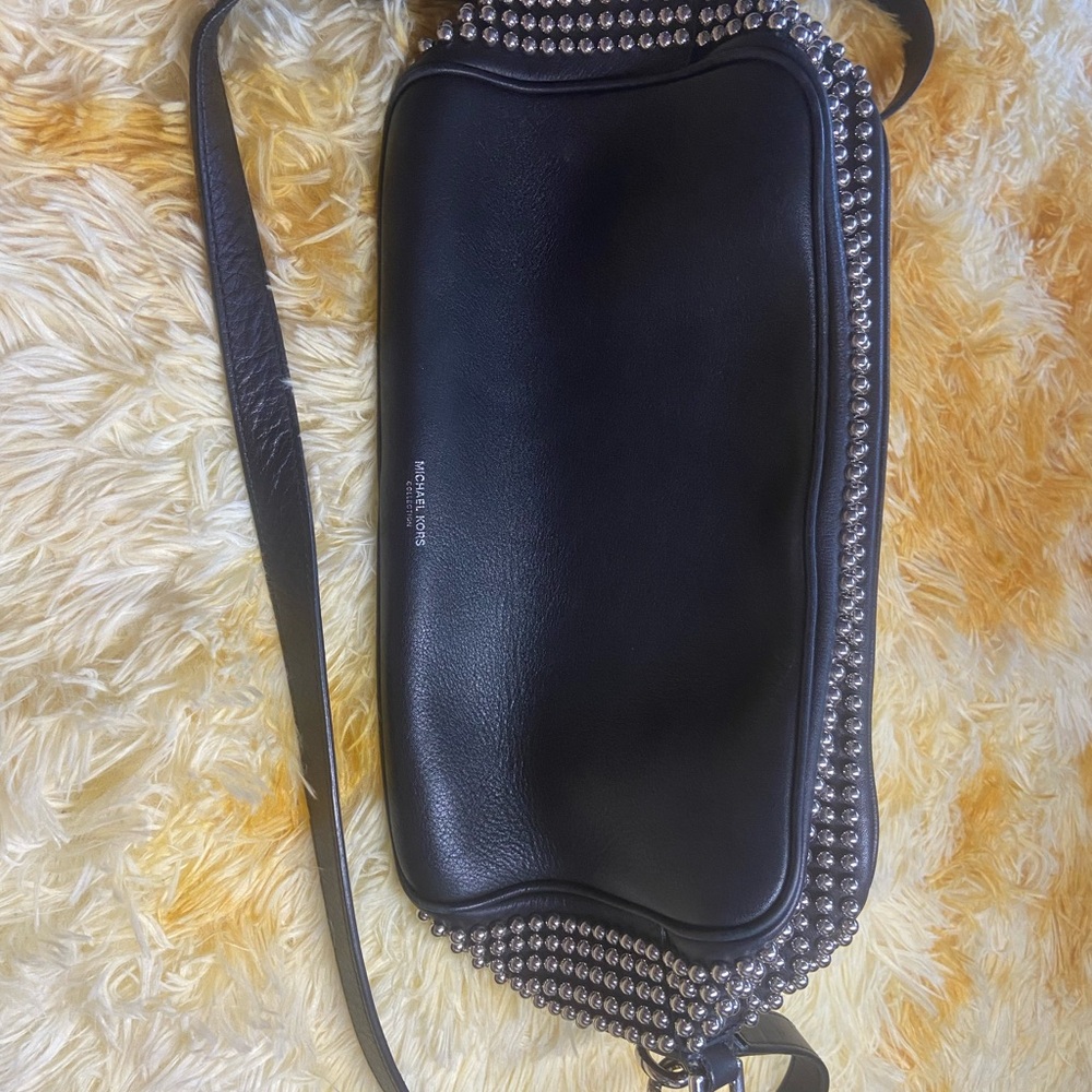 Michael Kors Black Studded Leather Shoulder Bag